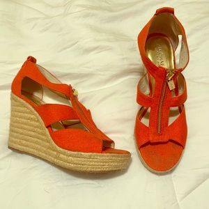 Red orange Michael Kors wedges
